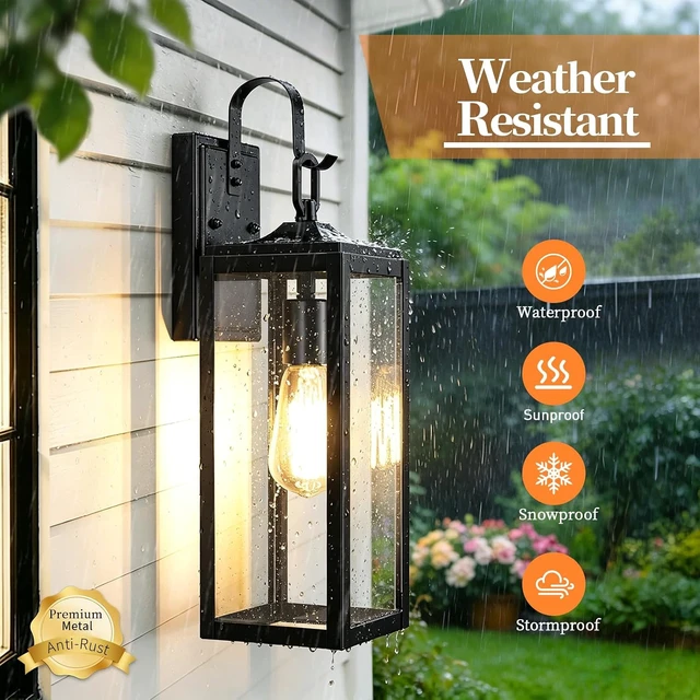 Alt view image 4 of 7 - 18'' Large Outdoor Wall Lights 2 Packs, Black Exterior Lighting Fixtures