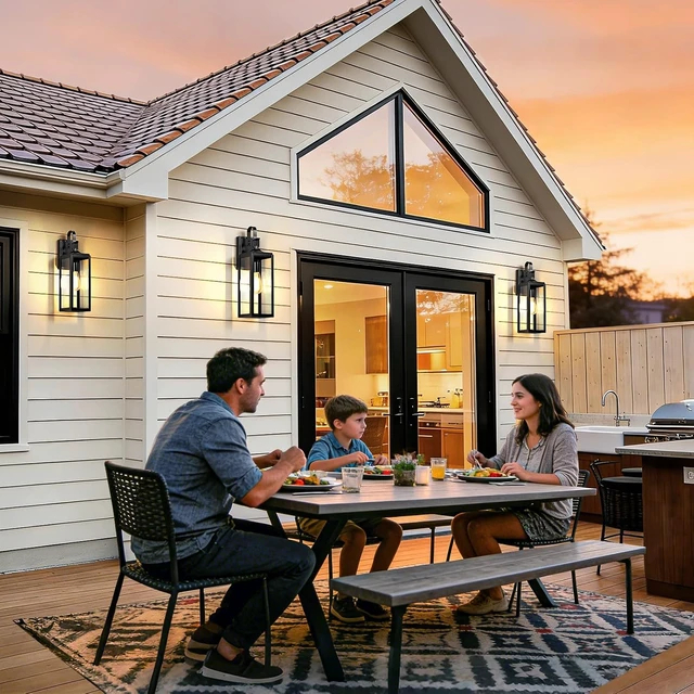 Alt view image 5 of 7 - 18'' Large Outdoor Wall Lights 2 Packs, Black Exterior Lighting Fixtures