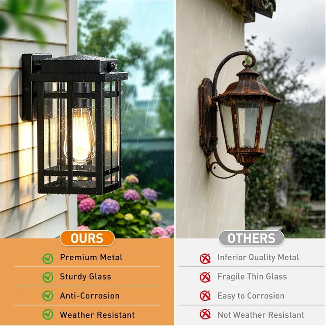 Alt view image 7 of 7 - 2 Packs Dusk to Dawn Outdoor Wall Lighting 9.76'', Black