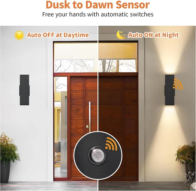Alt view image 3 of 7 - Dusk to Dawn Outdoor Lighting, LED Porch Light Up Down Exterior Wall Sconce