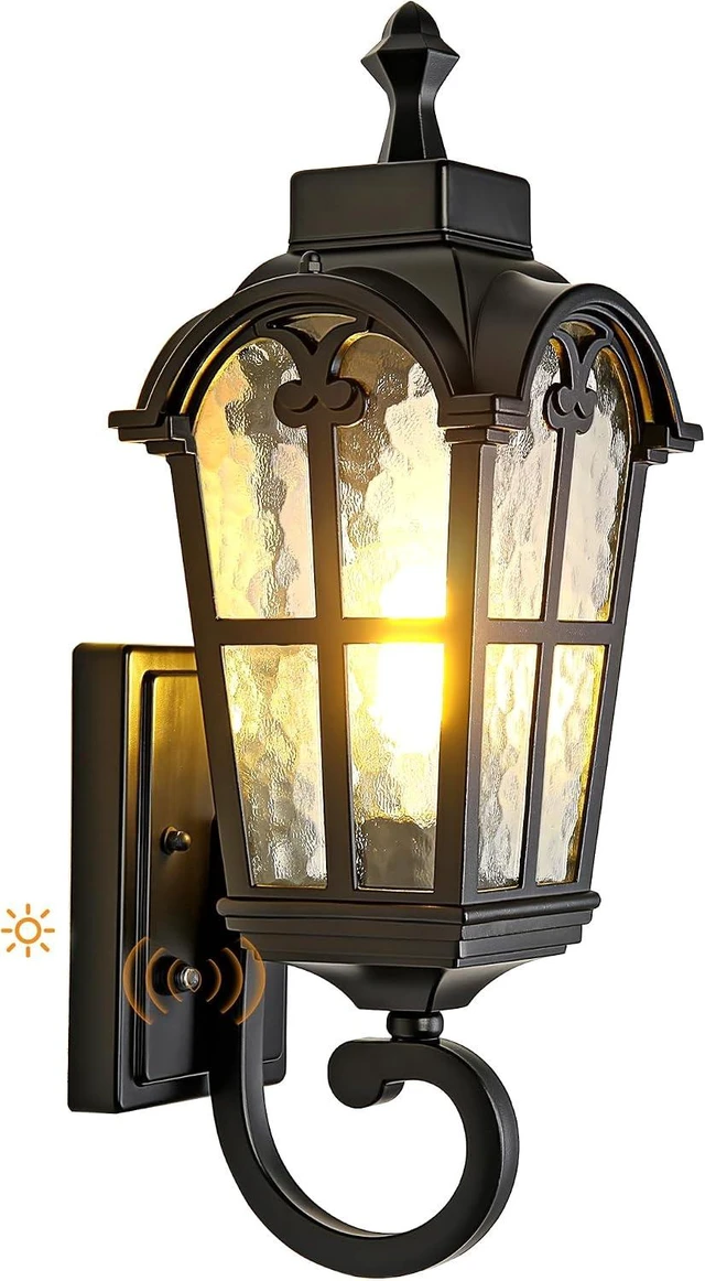 Main image of Dawn to Dusk Sensor Outdoor Wall Light Fixtures Waterproof Porch Lights Anti-Rust Matte Black Sconce Lights Outdoor Wall Lantern for Patio Front Door Garage House