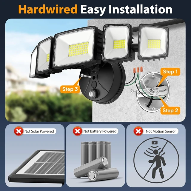 Alt view image 2 of 7 - Onforu 150W Dusk to Dawn Flood Light Outdoor, IP66 Waterproof, 5 Head,Black