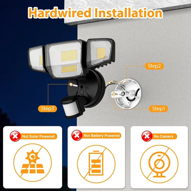 Alt view image 2 of 7 - 90W 10000LM LED Security Lights Motion Sensor Outdoor Lights, 4 Head Dusk to Dawn, 6500K Daylight Flood Lights Outdoor Motion Sensor, IP65 Waterproof, Motion Light for Outside, Garage, Yard, Porch