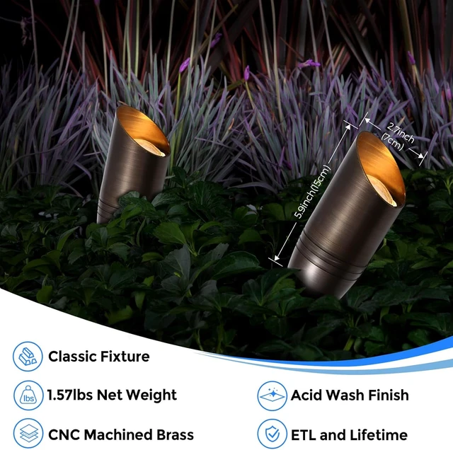 Alt view image 2 of 7 - Gardencoin Solid Brass Landscape Lighting-12 Pack, Commercial Grade 12V Low Voltage Landscape Spotlights, LED Spot Lights for Outdoor Uplighting, Classic Bronze Accent Light Fixture Without MR16 Bulb