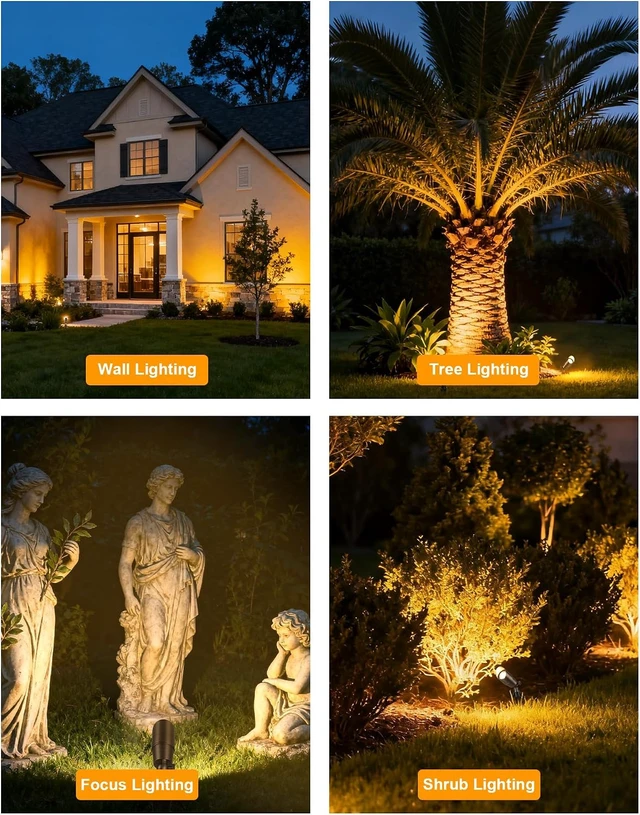 Alt view image 7 of 7 - PARTPHONER Solid Brass Low Voltage Landscape Lighting, Wired 12V LED Landscape Spotlights with Aluminum Housing MR16 Bulb, Heavy Duty Outdoor Waterproof Up Lights for Garden, Yard, Trees, 12Pack