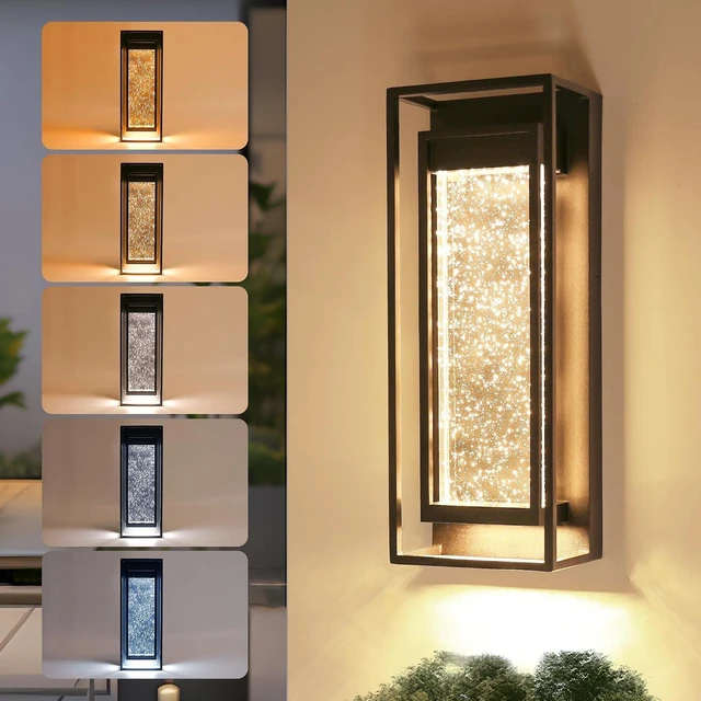 Main image of LUTEC Outdoor Wall Light Fixtures, 5 Color Temperature Porch Light Wall Sconce with Crystal Bubble Glass,Waterproof Outdoor Wall Lanterns, Modern Outside Lights for House Front Door Garage, Black