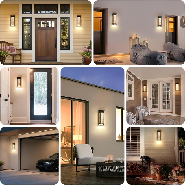 Alt view image 7 of 7 - LUTEC Outdoor Wall Light Fixtures, 5 Color Temperature Porch Light Wall Sconce with Crystal Bubble Glass,Waterproof Outdoor Wall Lanterns, Modern Outside Lights for House Front Door Garage, Black