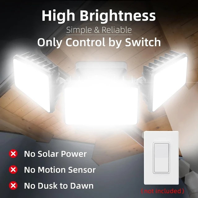 Alt view image 4 of 7 - 120W LED Flood Lights Outdoor, High Brightness 12000lm LED Security Light, IP66 Waterproof Outside Floodlight 6500K Coldwhite, Exterior Lighting Fixtures for House, Yard, Garden,Playground