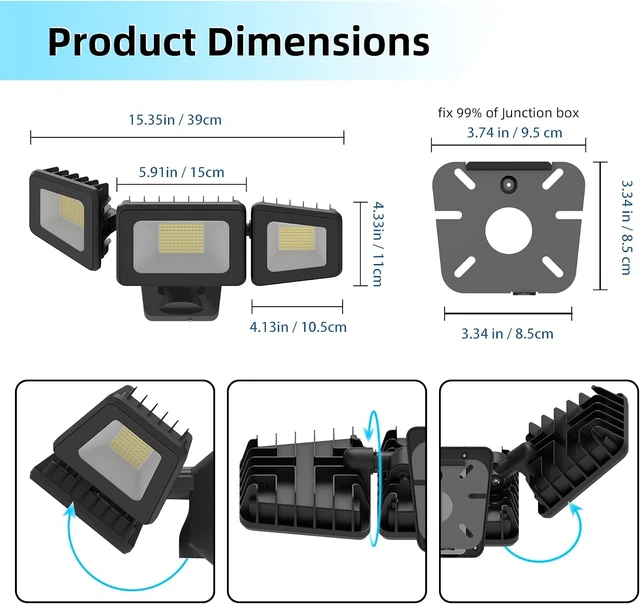 Alt view image 6 of 7 - 120W LED Flood Lights Outdoor, High Brightness 12000lm LED Security Light, IP66 Waterproof Outside Floodlight 6500K Coldwhite, Exterior Lighting Fixtures for House, Yard, Garden,Playground