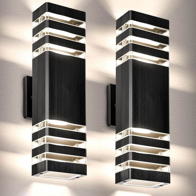 Main image of Outdoor Wall Light Fixtures, Up and Down Exterior Lighting Fixtures, Black Wall Sconce Modern Porch Lights Outdoor for House, Porch, Patio, Garden, IP65,LED Bulbs
