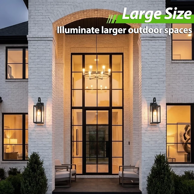 Alt view image 3 of 7 - BesLowe 16.5" Large Outdoor Wall Light Fixtures, Modern Black Porch Lights