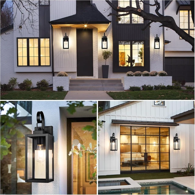 Alt view image 7 of 7 - BesLowe 16.5" Large Outdoor Wall Light Fixtures, Modern Black Porch Lights