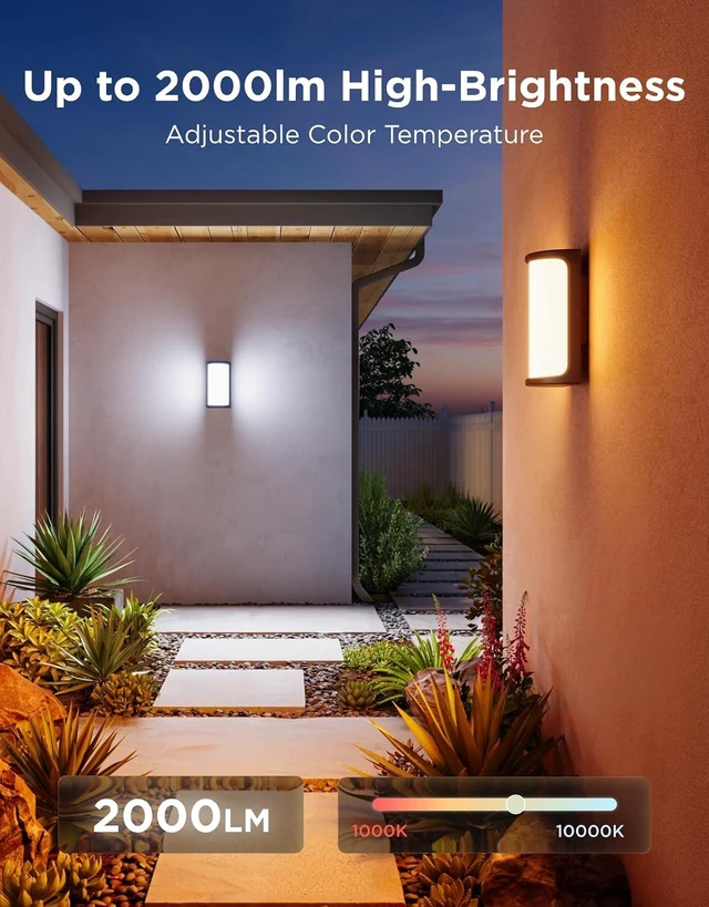 Alt view image 4 of 7 - Govee Outdoor Wall Light Pro, 2 Pack, 2000LM, RGBICWW 72-Zone Customization