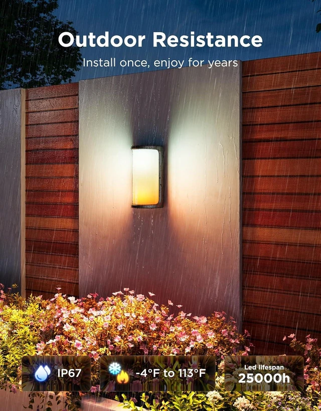 Alt view image 5 of 7 - Govee Outdoor Wall Light Pro, 2 Pack, 2000LM, RGBICWW 72-Zone Customization