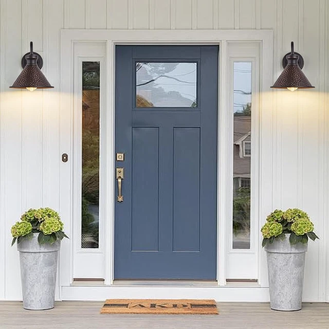 Alt view image 5 of 7 - Tarentlight Dusk to Dawn Outdoor Gooseneck Wall Sconce with Dark Sky Cast Hammered Aluminum Shade in Oil Rubbed Bronze Finish,Anti-Rust Waterproof Outdoor Light for Farmhouse Porch Garage,1-Light E26