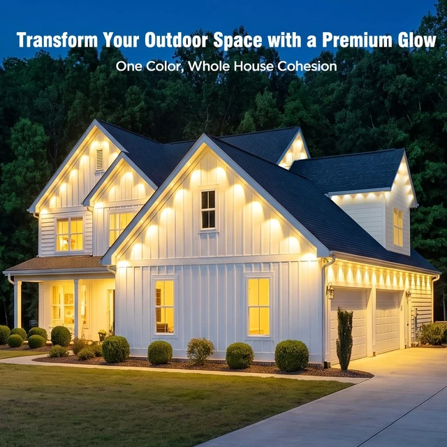 Alt view image 2 of 7 - 200FT RGB Permanent Outdoor Eaves Lights with App Remote, IP67 LED Bulbs