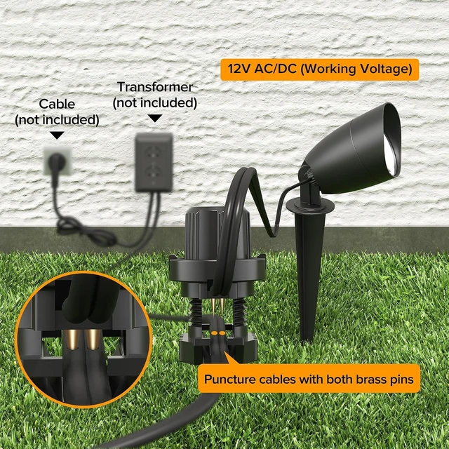 Alt view image 2 of 7 - LUTEC 12V Low Voltage Landscape Lighting, Die-cast Aluminum Spot Lights with Connectors, IP65 Waterproof Outdoor Landscape Spotlights, 5W 550LM Warm White 3000K for Tree Garden Yard Pathway, 4 Pack