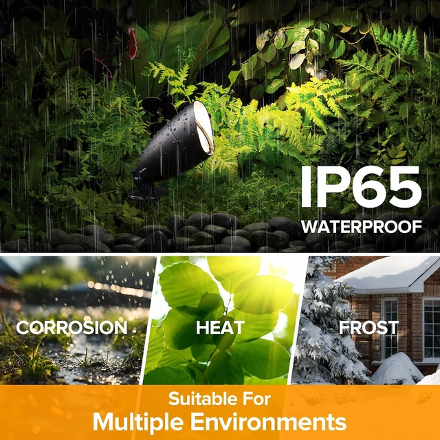 Alt view image 6 of 7 - LUTEC 12V Low Voltage Landscape Lighting, Die-cast Aluminum Spot Lights with Connectors, IP65 Waterproof Outdoor Landscape Spotlights, 5W 550LM Warm White 3000K for Tree Garden Yard Pathway, 4 Pack