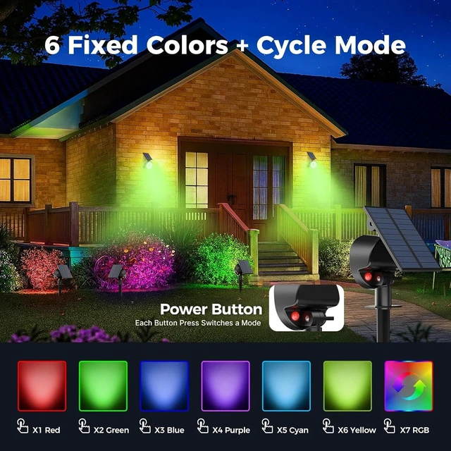 Alt view image 2 of 7 - nipify Solar Spot Lights Outdoor Color Changing, Halloween RGB Spotlights