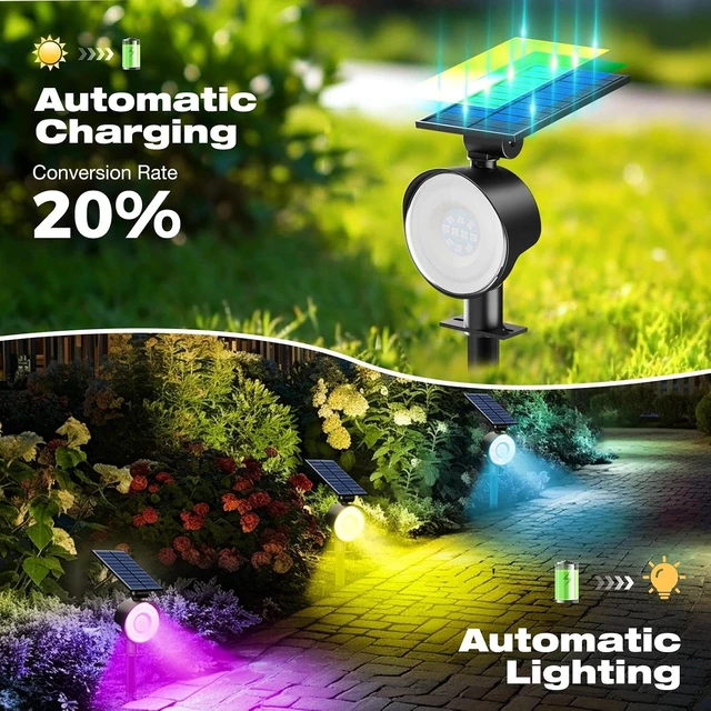 Alt view image 3 of 7 - nipify Solar Spot Lights Outdoor Color Changing, Halloween RGB Spotlights