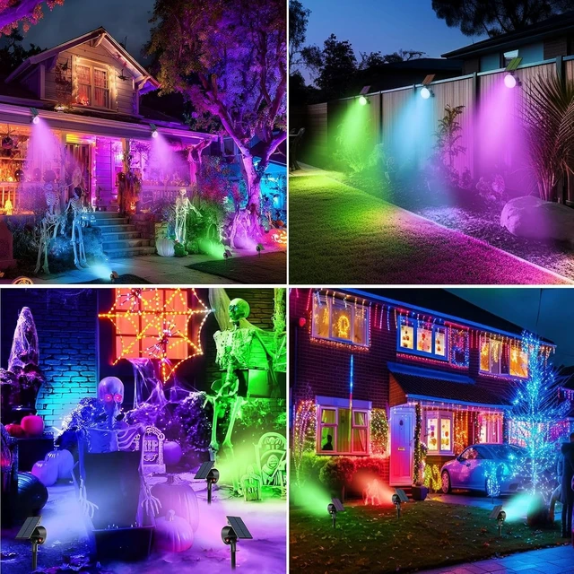Alt view image 6 of 7 - nipify Solar Spot Lights Outdoor Color Changing, Halloween RGB Spotlights