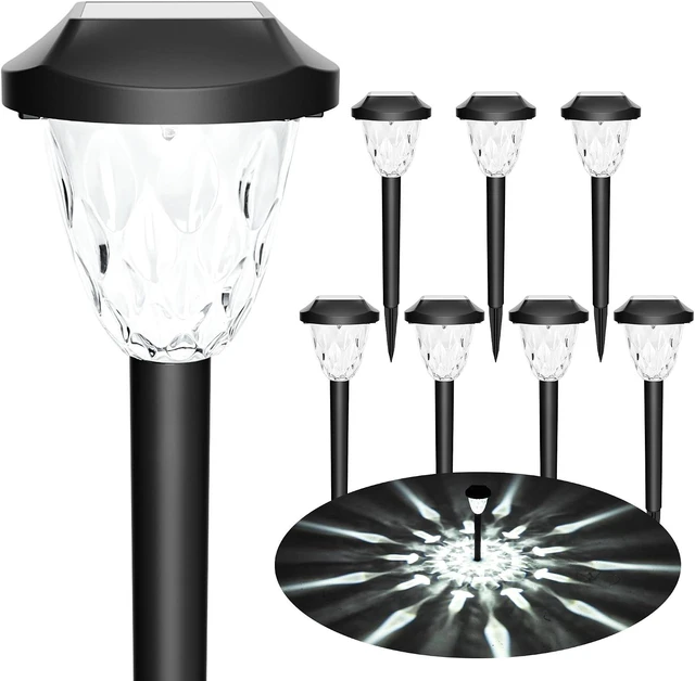 Main image of GIGALUMI Cool Outdoor Solar Garden Path Lights, Waterproof 8PK