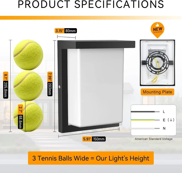 Alt view image 5 of 7 - Modern Outdoor Wall Lights, LED 3CCT Selectable, IP65 Waterproof