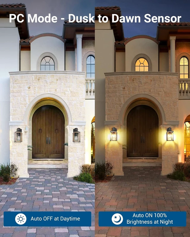 Alt view image 4 of 7 - DEWENWILS Motion Sensor Outdoor Wall Lights, Dusk to Dawn Farmhouse Light