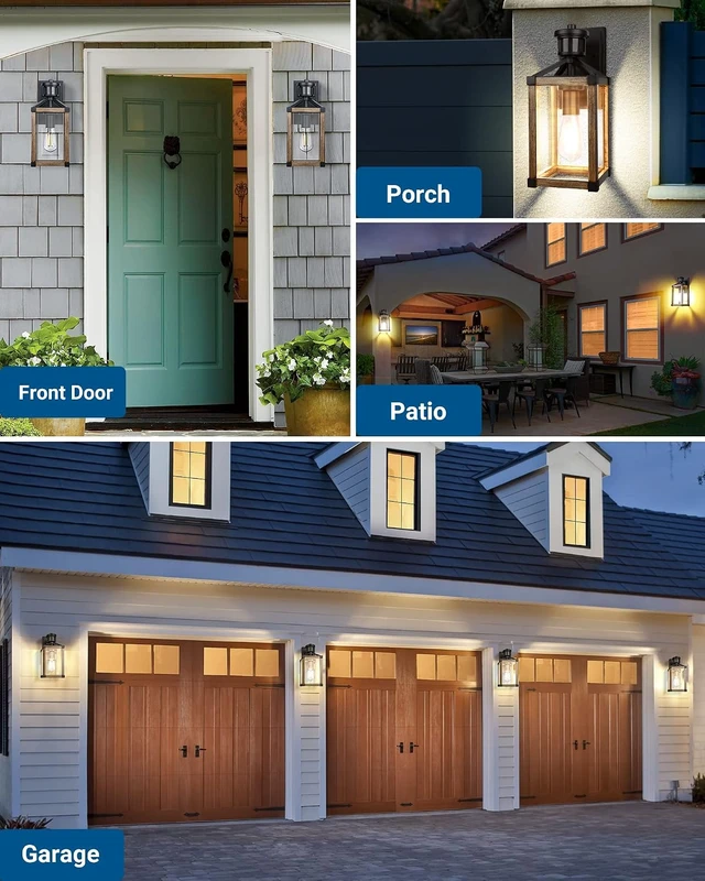 Alt view image 7 of 7 - DEWENWILS Motion Sensor Outdoor Wall Lights, Dusk to Dawn Farmhouse Light