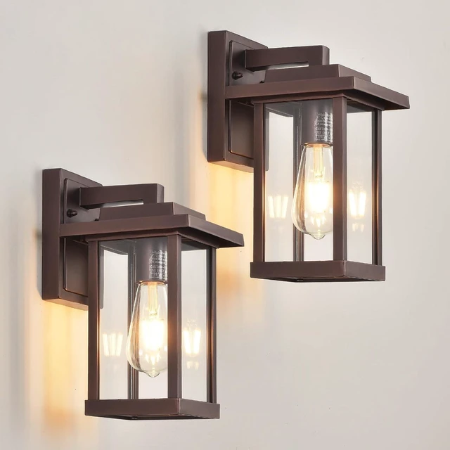 Main image of Exterior Light Fixtures 2 Pack Modern Outdoor Wall Lanterns Bronze