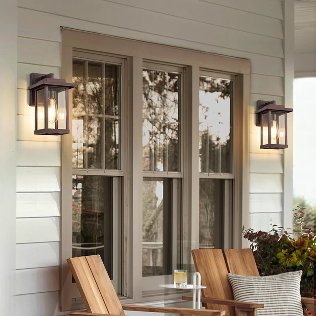 Alt view image 2 of 7 - Exterior Light Fixtures 2 Pack Modern Outdoor Wall Lanterns Bronze