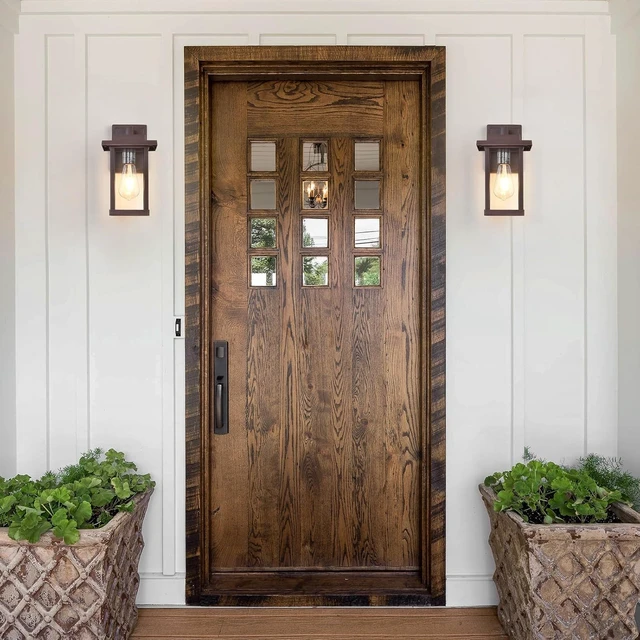 Alt view image 7 of 7 - Exterior Light Fixtures 2 Pack Modern Outdoor Wall Lanterns Bronze