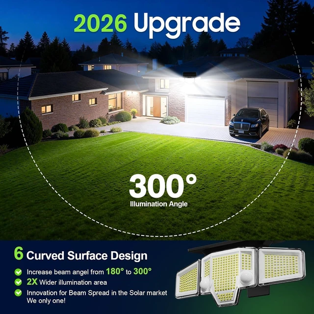 Alt view image 2 of 7 - Solar Flood Lights,4000LM Dual Motion Sensor Outdoor Lights, 2 Pack
