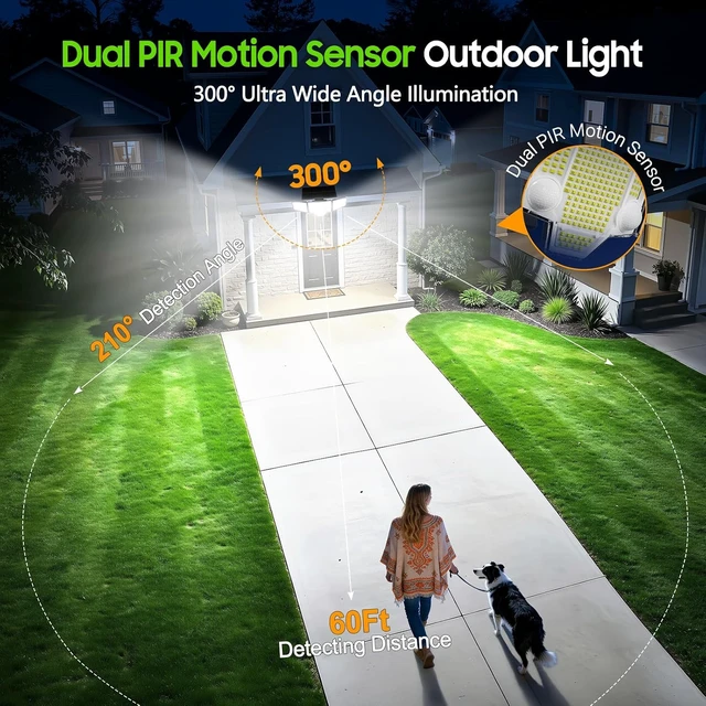 Alt view image 3 of 7 - Solar Flood Lights,4000LM Dual Motion Sensor Outdoor Lights, 2 Pack