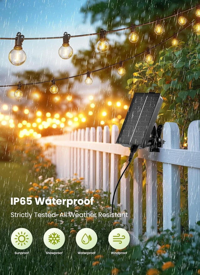 Alt view image 3 of 7 - Brightown 58FT Solar String Lights Outdoor, IP65 Waterproof, Remote, Timer