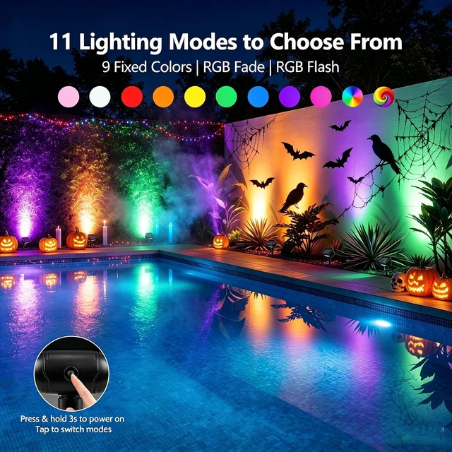 Alt view image 3 of 7 - Brizled Solar Halloween Spot Lights Outdoor, 4 Pack RGB Landscape Lighting