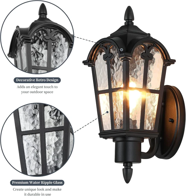 Alt view image 3 of 7 - 16 Large Outdoor Wall Light Fixtures, Exterior Wall Lantern Sconces