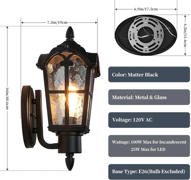 Alt view image 6 of 7 - 16 Large Outdoor Wall Light Fixtures, Exterior Wall Lantern Sconces
