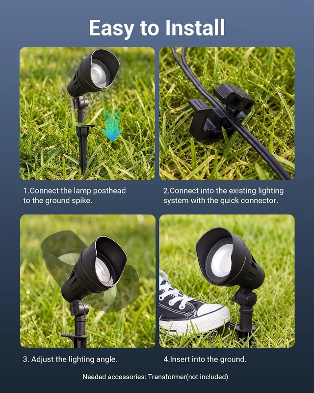 Alt view image 5 of 7 - DEWENWILS LED Low Voltage Landscape Lights, 12V Aluminum Outdoor Spotlight