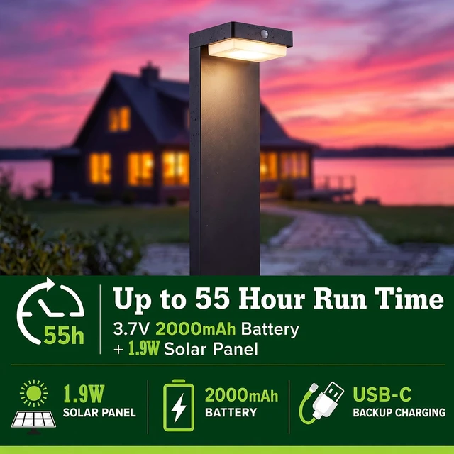 Alt view image 5 of 7 - Solar Pathway Lights Outdoor, Motion Sensor, Warm White, 4 Pack