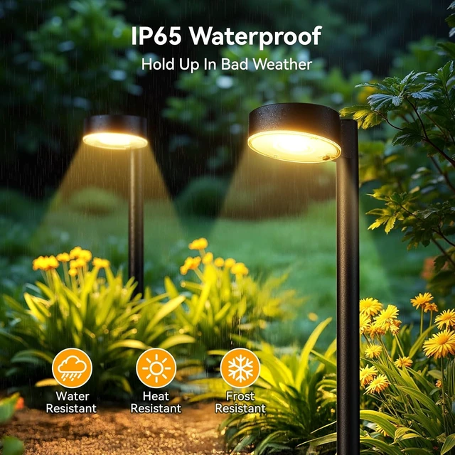 Alt view image 3 of 7 - Ahaorigin 8 Pack Solar Pathway Lights Outdoor, 12 Brighter LEDs Solar Lights Outdoor Waterproof, Up to 12 Hrs Modern Path Light for Yard Garden Walkway Driveway Lawn, Warm White