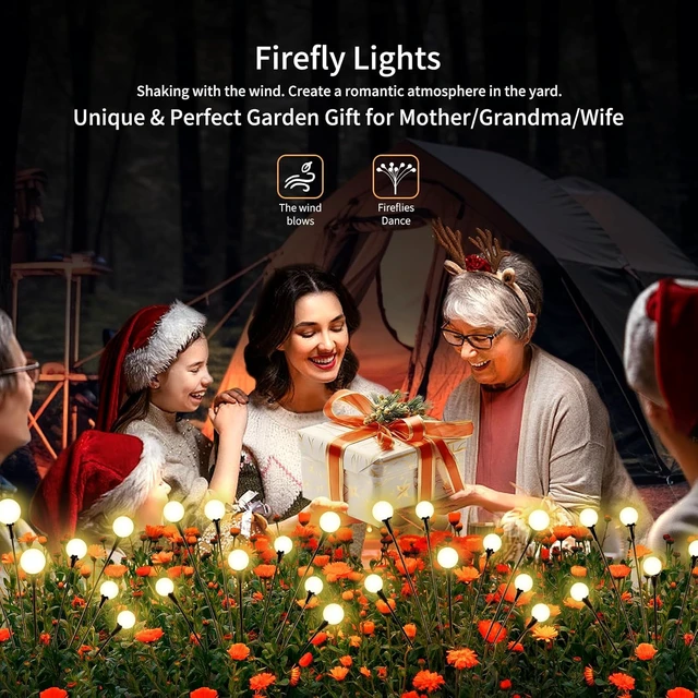 Alt view image 5 of 6 - vignuto Solar Lights Outdoor Waterproof 4 Pack of 32 LEDs Garden Patio Firefly Decoration Unique Gifts Women Grandparents