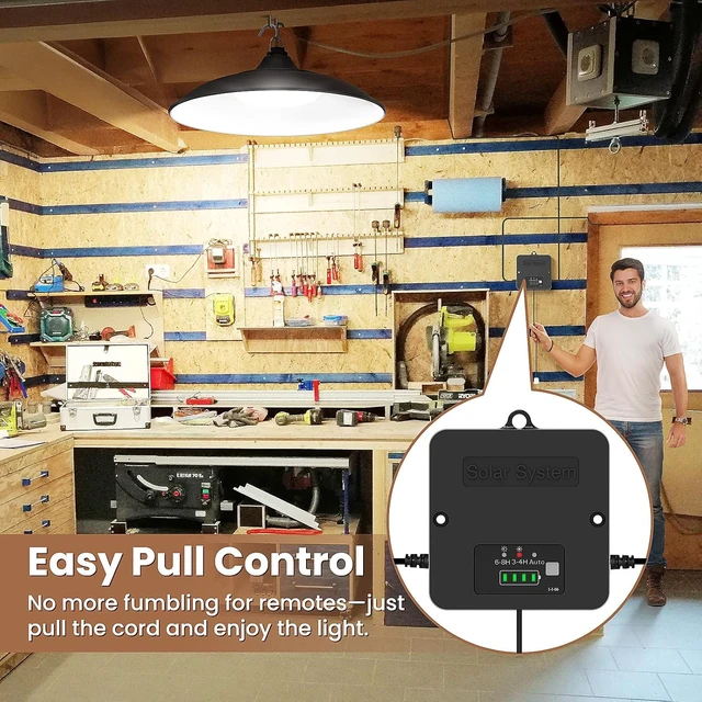 Alt view image 2 of 7 - Solar Shed Light Indoor Outdoor with Pull String, 2000LM 6500K 1Pack