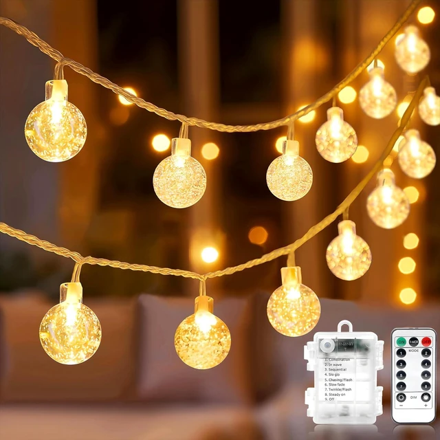 Main image of Metaku Globe String Lights Battery Operated Fairy Light 33ft 80LED & Remote