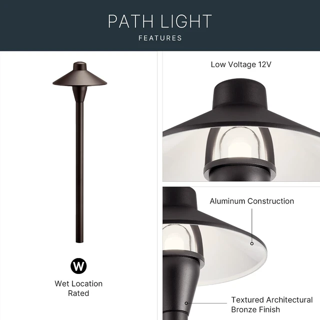 Alt view image 4 of 7 - Kichler 12V Landscape Path Light, Architectural Bronze