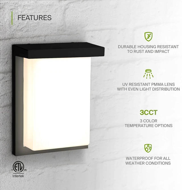 Alt view image 3 of 7 - ASD 8" LED Outdoor Wall Light | Front Door, Porch, Patio, Exterior | Black