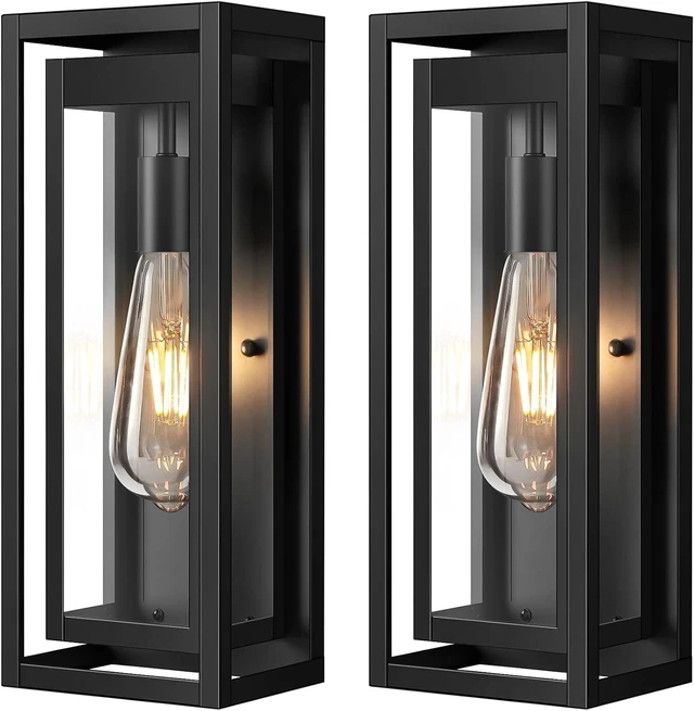 Main image of 15" Outdoor Wall Lights, Black Exterior Lighting Fixtures, 2 Pack