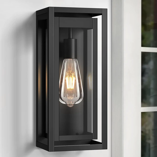 Alt view image 6 of 7 - 15" Outdoor Wall Lights, Black Exterior Lighting Fixtures, 2 Pack