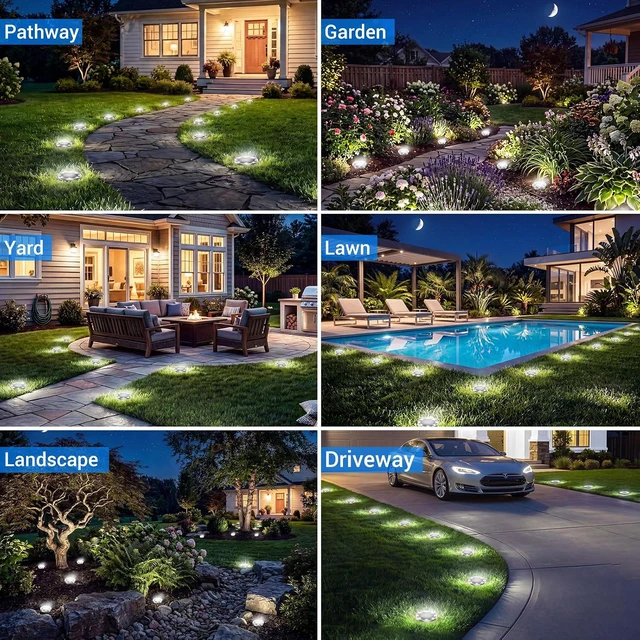 Alt view image 6 of 7 - Peasur Solar Lights Outdoor Waterproof, 12 Pack Solar Lights for Outside, Anti-Rust, Solar Garden Lights Landscape Lighting for Pathway Yard Lawn Walkway Driveway, Cool White