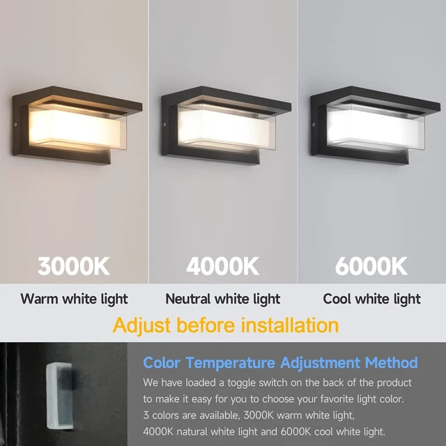 Alt view image 6 of 7 - Mille Lucciole 24W LED Outdoor Wall Lights Exterior/Interior Adjustable 3-Color Sconces Lights 2100LM IP65 Waterproof Modern Outdoor Lighting Fixtures Aluminum Wall Lights Compatible with Dimmers